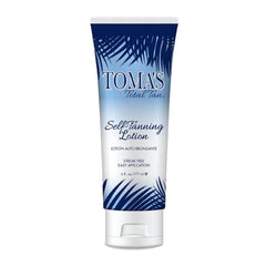 TOMAS TOTAL TAN self-tanning lotion bottle for an even, sunless glow.