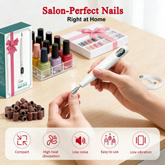 TOMETOTES cordless nail file shows battery status for ongoing sessions.
