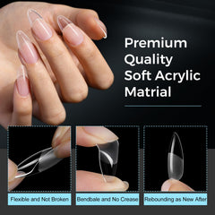 TOMICCA almond gel nail tips no filing required for faster at-home manicure.