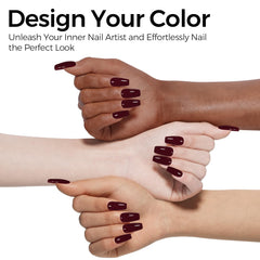TOMICCA Cherry Red gel polish swatch on nail highlights glossy finish