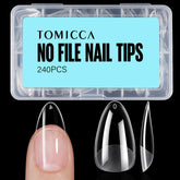 TOMICCA medium almond nail tips set in clear gel for at-home manicure