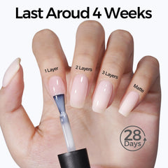 TOMICCA Milky White gel polish being applied for natural translucent nails