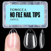 TOMICCA short almond nail tips with half-matte surface for easy adhesion