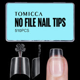TOMICCA short squoval nail tips pack for DIY extensions with versatile sizes.