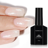 TOMICCA White Pink Gel Nail Polish bottle with shimmering jelly finish for elegant nails.