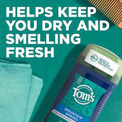 Tom's of Maine Mountain Spring antiperspirant stick angled view showing protection