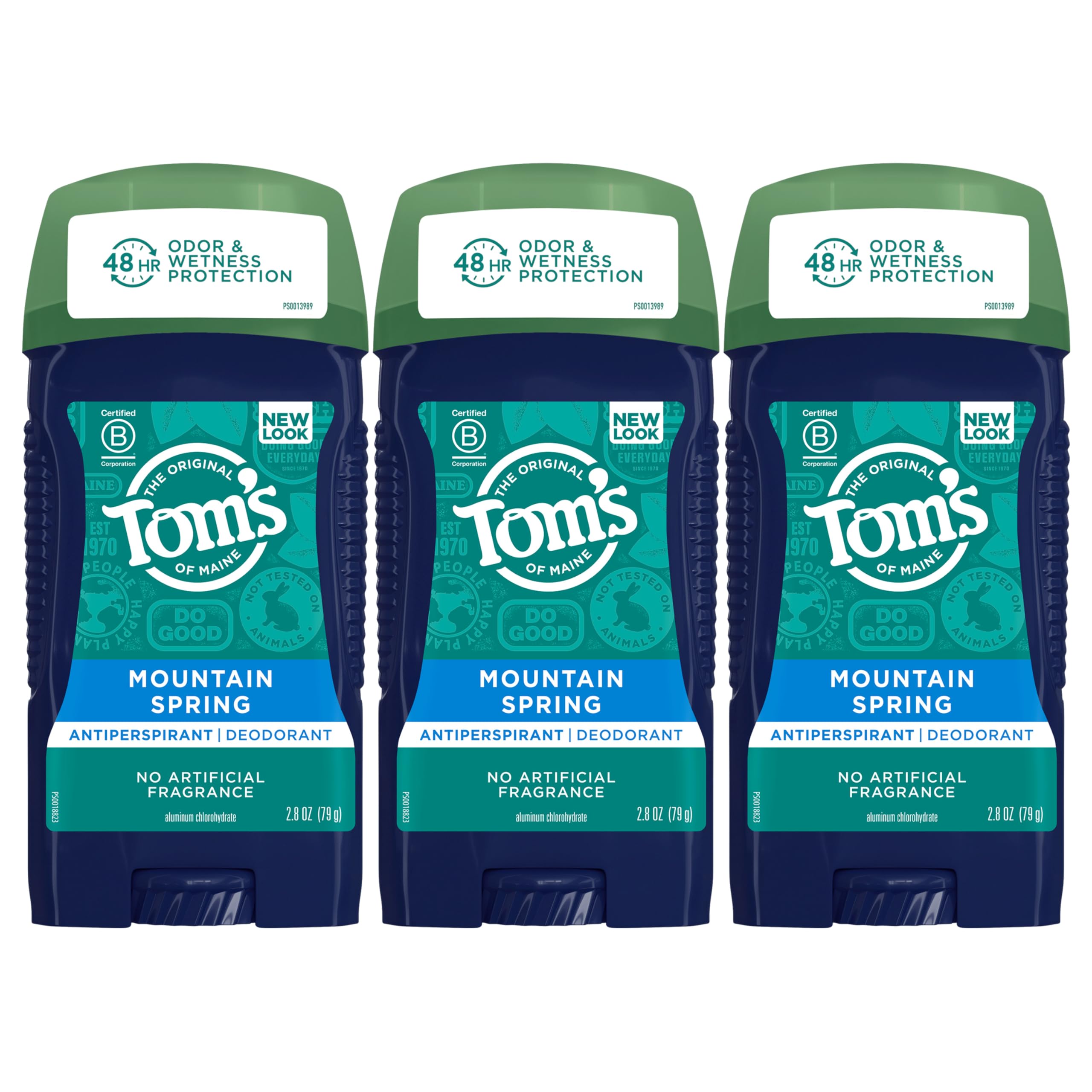 Tom's of Maine Mountain Spring antiperspirant stick front view for all-day freshness
