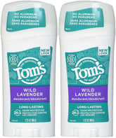Tom's of Maine lavender deodorant stick packaging showing aluminum-free formula.