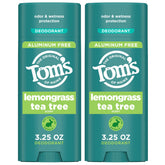 Tom's of Maine Lemongrass Tea Tree deodorant stick delivers all-day freshness with clear application