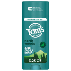 Tom’s of Maine North Woods antiperspirant stick application for all-day protection