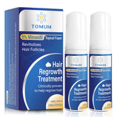 TOMUM 5% Minoxidil Foam bottle highlights thinning hair support.