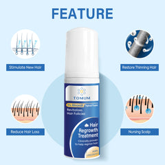 TOMUM unscented Minoxidil Foam application on scalp for quick absorption.