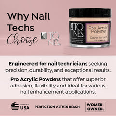 TONES Pro acrylic powder French tip design showcasing vibrant, non-yellowing color