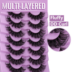 TOOCHUNAG Fluff Lashes mink wispy 20mm multipack: natural curl for almond eye shapes