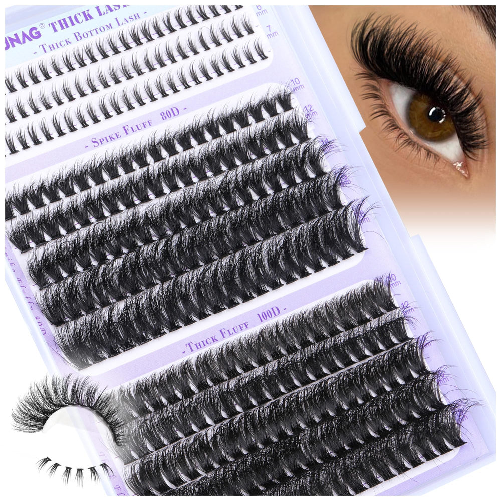 TOOCHUNAG upper and lower lash clusters in 80D+100D, 10-18mm for dramatic, customizable look