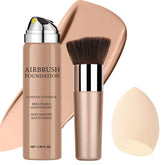 Topcent Airbrush Foundation Spray bottle close-up showing natural full coverage.