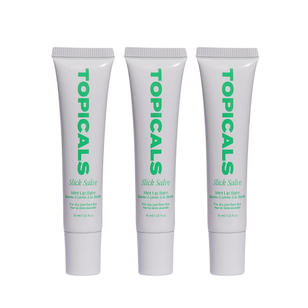Topicals Slick Salve Mint Glossy Lip Balm delivers lasting hydration and a glossy finish for sensitive lips.