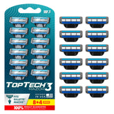 Toptech Razor 3 for Men packshot shows a multi-blade setup for a close shave