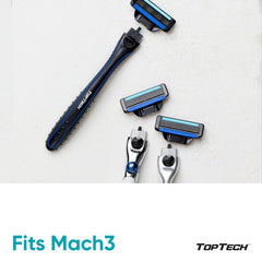 Toptech Razor 3 three-blade assembly close-up highlights blade precision