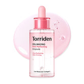 Torriden CELLMAZING ampoule bottle closeup highlighting lightweight hydration.