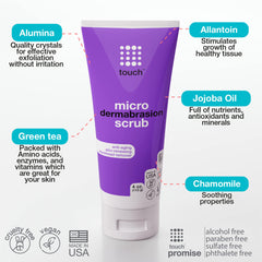 TOUCH facial scrub applying routine demonstrates prep for refreshed complexion