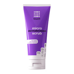 TOUCH microdermabrasion scrub bottle shows exfoliating texture for smoother skin