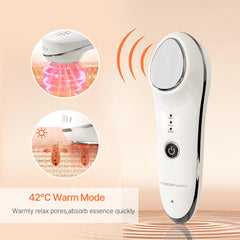 TOUCHBeauty hot-cold device demonstrates warming head for relaxing facial massage.