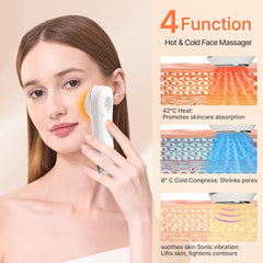 TOUCHBeauty Face Massager warming setup highlights improved serum absorption and skin plumpness.