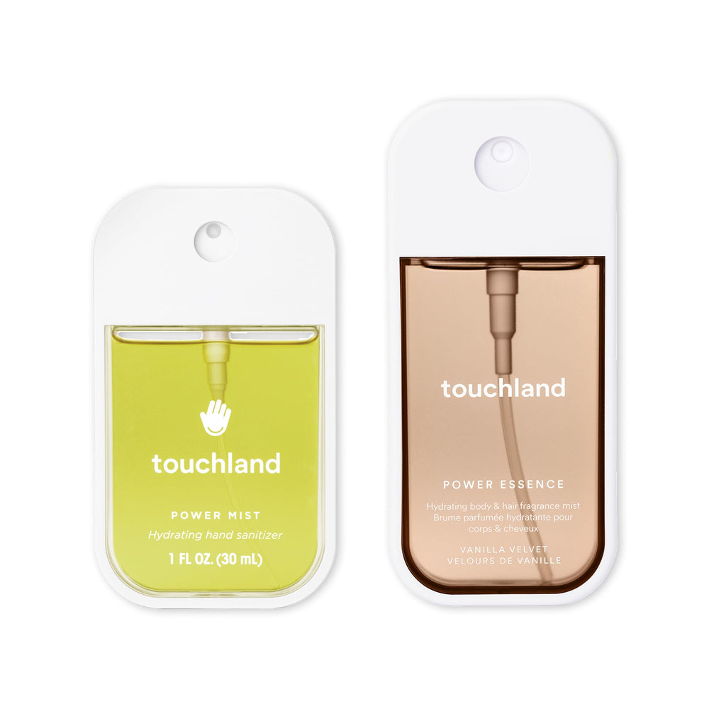 Touchland Vanilla Velvet body mist bottle for on-the-go fragrance.