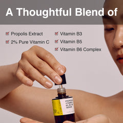TOUN28 Propolis Vitamin C serum ingredient panel highlighting propolis extract and vitamins