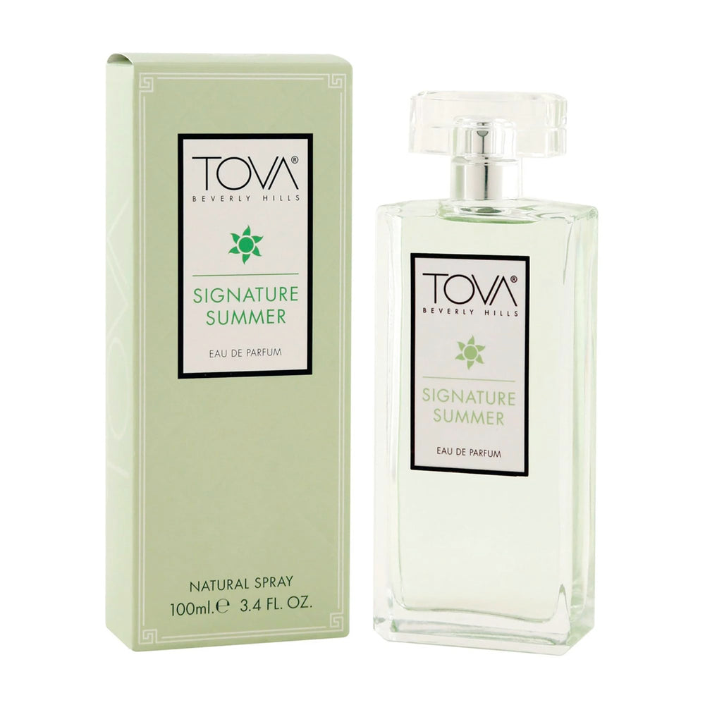 Tova Signature Summer bottle close-up showcasing the citrus-floral essence