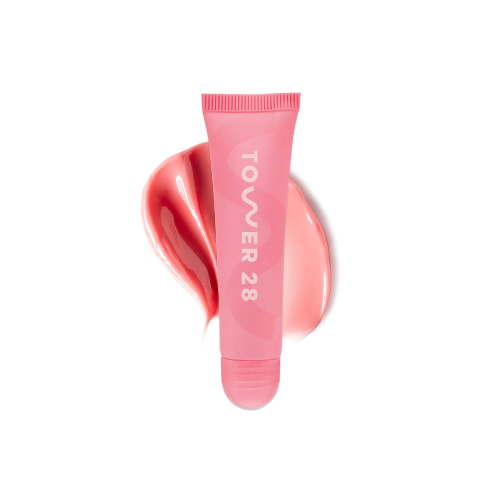 Tower 28 LipSoftie Watermelon Kiwi balm being applied for instant hydration