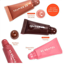 Tower 28 LipSoftie Iced Dulce de Leche and Tiramisu mini duo adds nude shimmer for daily lips.
