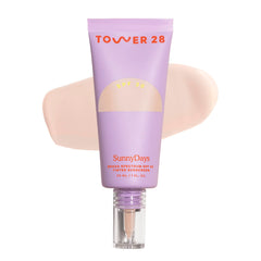 Tower 28 SunnyDays SPF 30 tinted sunscreen Fairfax 05 swatch for fair skin with pink undertones.