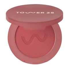 Tower 28 GetSet Matte Powder Blush packaging in Sawtelle Slushie showing fade-proof color