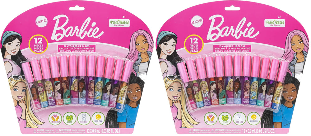 Townley Girl Barbie lip gloss cherry flavor close-up for kids party favors.