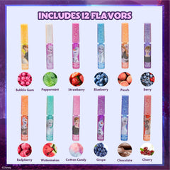 Townley Girl Disney Frozen gloss tubes closeup, colorful collection for pretend makeup play.
