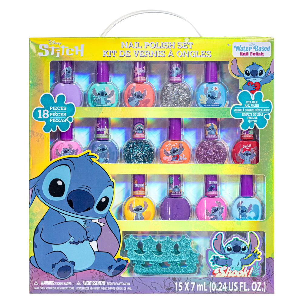Townley Girl Disney Stitch 15-bottle nail polish set for colorful kids manicures