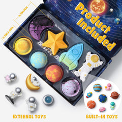 Toylink space bath bombs create vibrant color and rich bubbles in warm water
