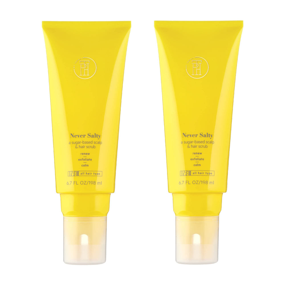 TPH by Taraji Never Salty Sugar Scrub bottle front, highlighting premium packaging and product name