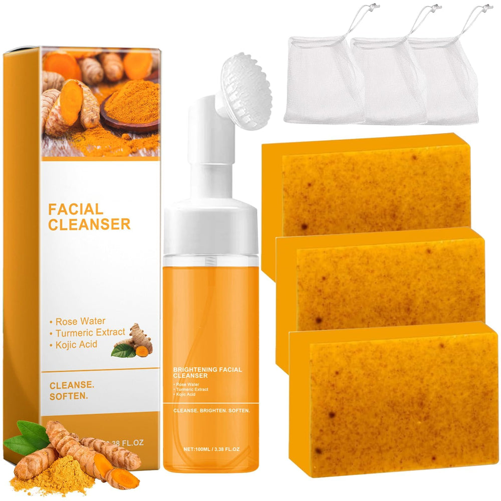 TPTAL Turmeric Wash and Care packaging shows the skincare set for daily routine