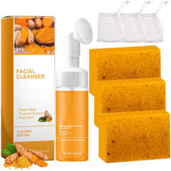 TPTAL Turmeric Wash and Care packaging shows the skincare set for daily routine