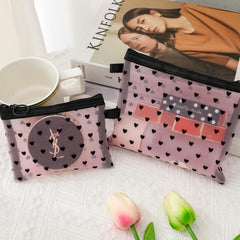 TRAKWAN foldable pink mesh makeup bag provides space-saving packing