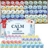 TranquilBliss bath bombs 50-piece gift set in a stylish box for gifting and self-care.