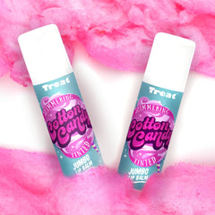 Treat Jumbo Lip Balm cotton candy packaging shows USA-made claim.