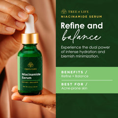 Tabletop display of the brightening and firming trio from Tree of Life Beauty