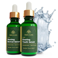 Tree of Life Beauty Morning Revival serum bottle refreshing skin in the morning.