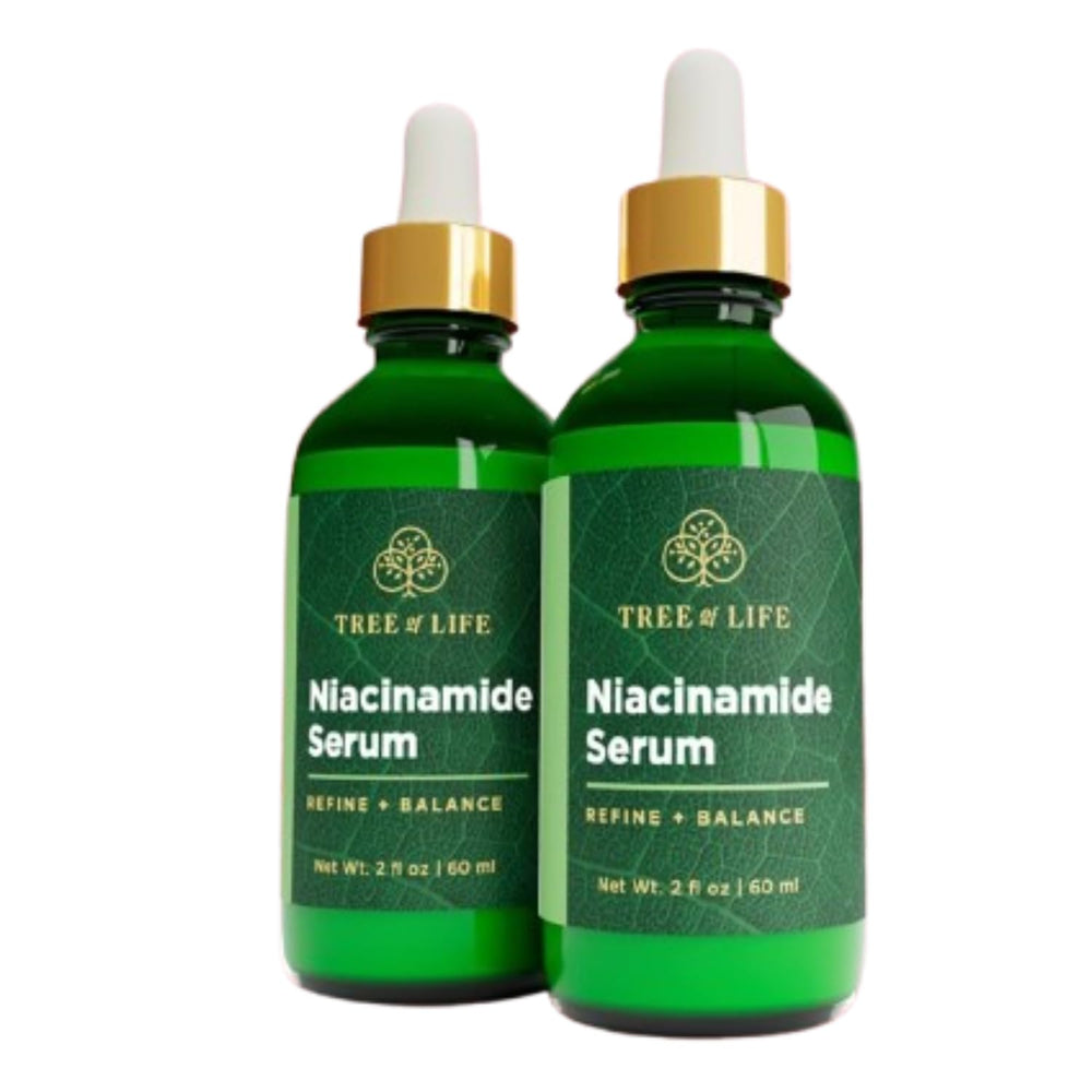 Tree of Life Niacinamide serum bottle close-up highlighting hydrating formula