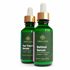 Tree of Life Beauty Tea Tree Serum bottle, soothing sensitive skin for calmer texture