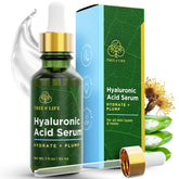 Tree of Life Hyaluronic Serum bottle pour for easy hydration on skin.
